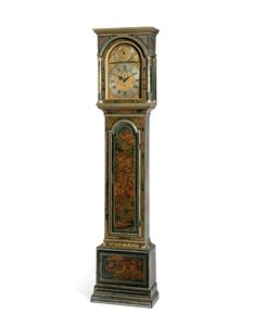 Orologio a pendolo George III blu Japanned, York, c.1760 da Henry Hindley