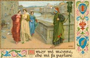 Poeta italiano Dante Alighieri e Beatrice Portinari