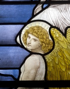 Wolsingham, San Maria e San Stefano, James Powell & Sons, Henry Holiday, La scala di Giacobbe, Angelo (dettaglio), 1881