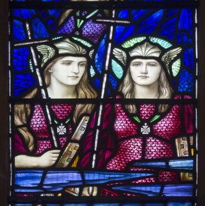Yeovil, San Giovanni Battista, Lowndes & Drury, Henry Holiday, Angeli in cielo, 1917-18 da Henry Holiday