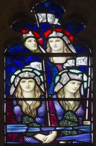 Yeovil, San Giovanni Battista, Lowndes & Drury, Henry Holiday, Pace sulla terra, Angeli, 1917-18 da Henry Holiday