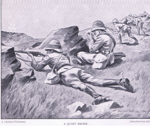 Un fumo tranquillo, da Dopo Pretoria: La guerra di guerriglia pubblicata da Harmsworth Bros Limited da Henry Inglis Jodrel Sheldon Williams