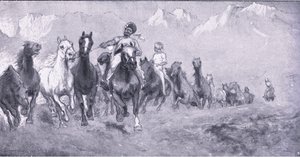 Coolies indiani che portano rimonti a Stellens bosch, da Dopo Pretoria: La guerra di guerriglia pubblicata da Harmsworth Bros Limited, 1901 da Henry Inglis Jodrel Sheldon Williams