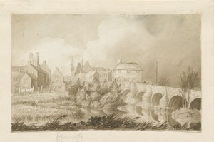 Burton-upon-Trent Bridge e città da Henry James Noyes