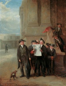 Intelligenza navale: pensionati di Greenwich leggono una copia del The Times da Henry James Pidding