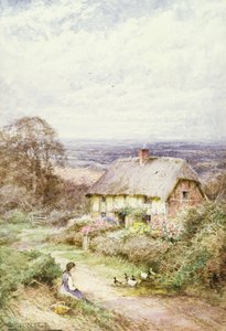 Il cottage dal tetto di paglia da Henry John Sylvester Stannard