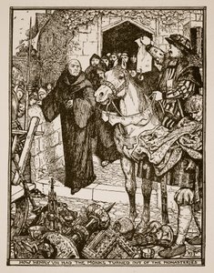 Come Enrico VIII fece cacciare i monaci dai monasteri, illustrazione da 