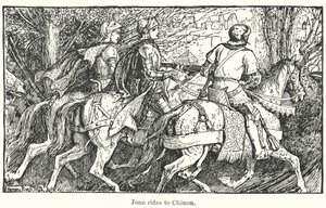 Giovanna cavalca a Chinon (litho)