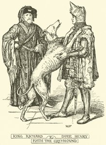 Re Riccardo e Duca Enrico accarezzano il levriero da Henry Justice Ford