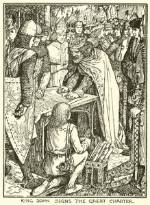 Magna Carta. Re Giovanni firma la Grande Carta