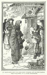 Santa Elisabetta e i suoi figli, cacciati dal castello, sono accolti da un povero locandiere da Henry Justice Ford