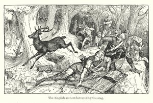 Gli arcieri inglesi traditi dal cervo (litografia) da Henry Justice Ford