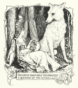 Il lupo bianco fa una domanda alla principessa nel bosco (incisione) da Henry Justice Ford