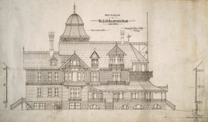Casa per il signor S.W. Allerton, Lago di Ginevra, Wisconsin: Elevazione ovest da Henry Lord Gay