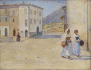 Ragazze in cammino verso il pozzo per l