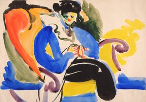 Calligrafico #2 Donna su sedia, 1914-1918 da Henry Lyman Saÿen