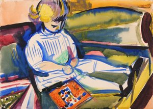 Bambino sul divano da Henry Lyman Saÿen