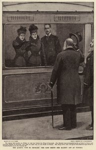 La visita della Regina in Danimarca, il Re che saluta Sua Maestà alla stazione Victoria da Henry Marriott Paget