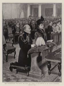Il ringraziamento per la pace, il re e la regina al servizio nella Cattedrale di San Paolo da Henry Marriott Paget