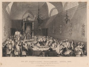 Guglielmo IV proroga il Parlamento, aprile 1831. Camera dei Lord: distrutta dal fuoco il 16 ottobre 1834 da Henry Melville