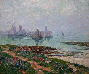 Scena costiera con barche da pesca da Henry Moret
