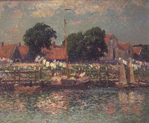 Sulle rive di un fiume in Olanda da Henry Moret