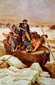 George Washington attraversa il fiume Delaware, 25 dicembre 1776. Un incidente nella Guerra Rivoluzionaria 1775-1783 (Guerra d