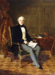 Ritratto di Henry Pelham-Clinton, K.G., 4° duca di Newcastle, con un documento, nel suo studio, 1850