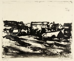 Paesaggio collinare con case da Henry Nielsen