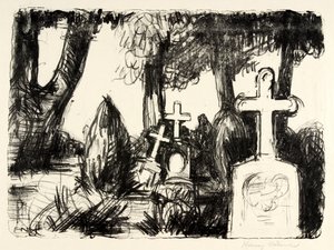 Cimitero con tre tombe da Henry Nielsen