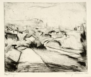 Paesaggio con strada e case