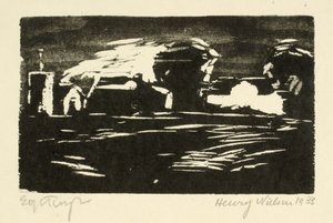 Paesaggio scuro con alberi e case da Henry Nielsen