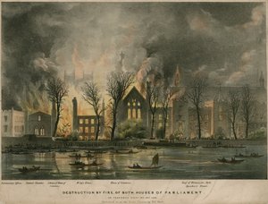 Distruzione per incendio di entrambe le Camere del Parlamento nella notte di giovedì, 16 ottobre 1834 da Henry O