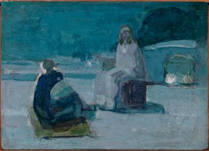 Studio per Cristo e Nicodemo su un tetto da Henry Ossawa Tanner