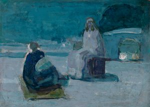 Studio per Cristo e Nicodemo su un Tetto da Henry Ossawa Tanner