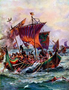 Le galee di Alfredo attaccano la nave drago vichinga