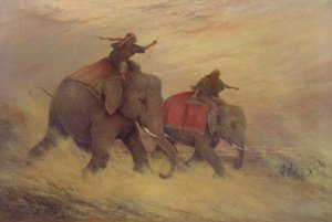 Elefanti in una tempesta di polvere