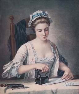 Una domestica che stira