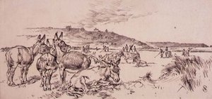 Asini sul campo da golf, illustrazione da 