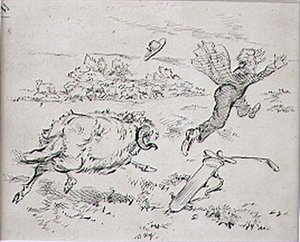 Il golfista disturbato, illustrazione da 
