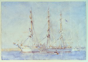 Nave francese Marecual de Cashes [Mareschal de Cashes?] a Falmouth luglio 1914, inizio XX secolo da Henry Scott Tuke