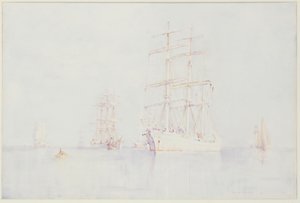 Clipper ormeggiati, 1914 da Henry Scott Tuke