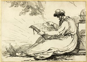 Orientale con barba, che legge un libro da Henry Singleton