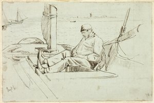 Uomo Seduto in una Barca a Vela da Henry Stacy Marks