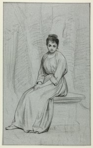 Donna che riposa su una panchina di pietra da Henry Stacy Marks