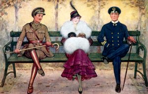 Ragazza su una panchina, con soldato e marinaio ai lati da Henry Stephen Ludlow