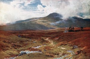 Una brughiera vicino a Killin, Perthshire (litografia a colori)