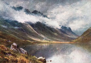 Loch Triochatan, ingresso di Glencoe, Argyllshire (litografia a colori)