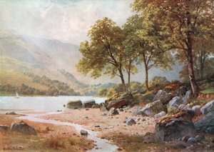 Vicino ad Ardlui, Loch Lomond, Dumbartonshire (litografia a colori)