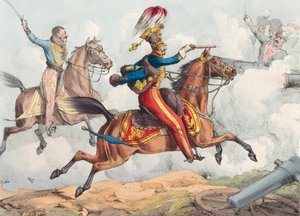 Una carica di cavalleria in una battaglia del XIX secolo da Henry Thomas (after) Alken